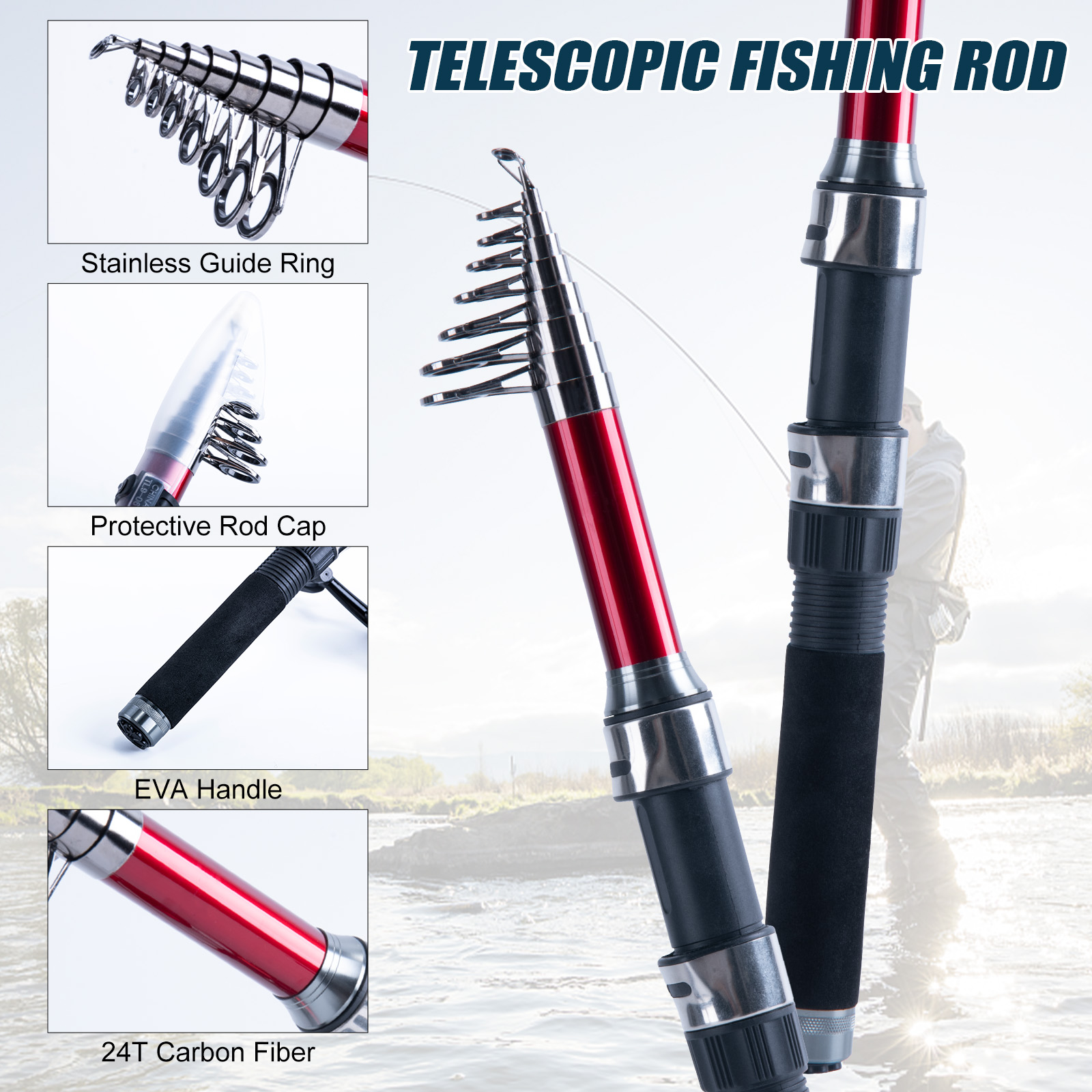 Телескопическая удочка и катуш – обзор и цена Fishing Rod Spinning