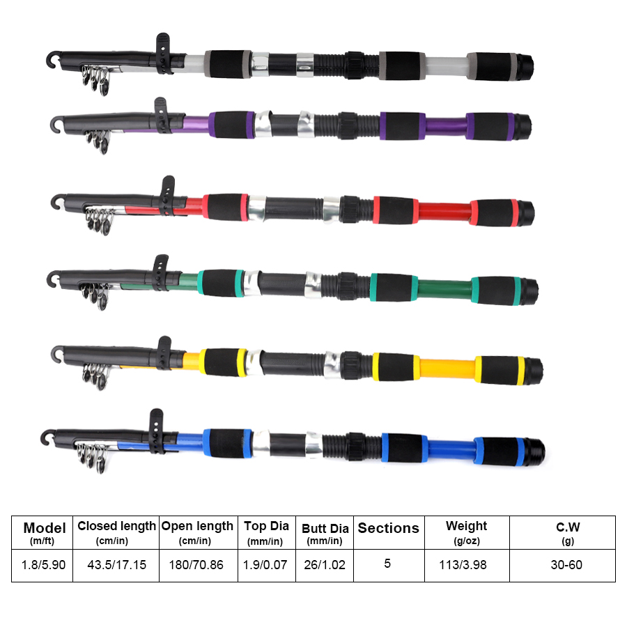FTK 1,8 м портативная спиннинг – обзор и цена Fishing Rod Carbon Fiber